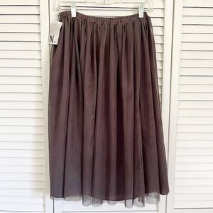 NWT Natural Beauty Basic Tulle Skirt Brown Medium M - Japanese - Elastic Waist